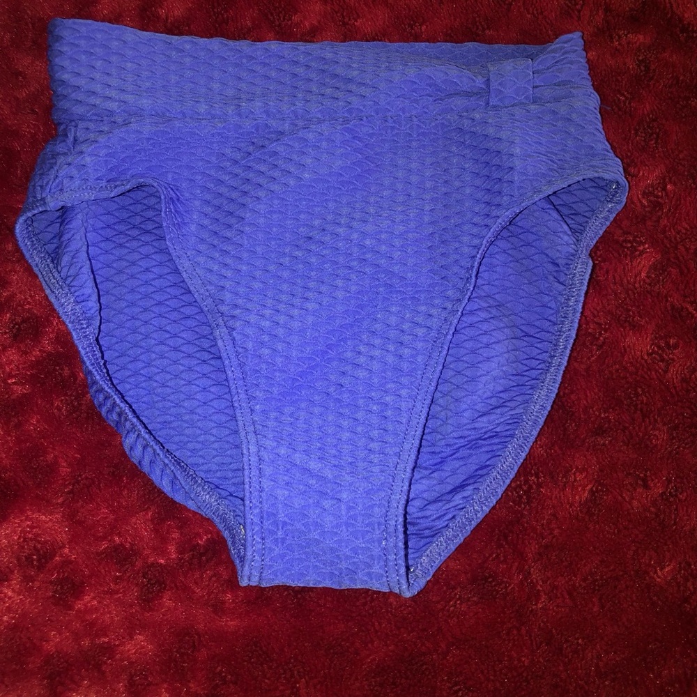 NWOT Vintage Y2K Body I.D. Textured High-Waist Bikini Bottom —Blue/Purple (Sz 8)